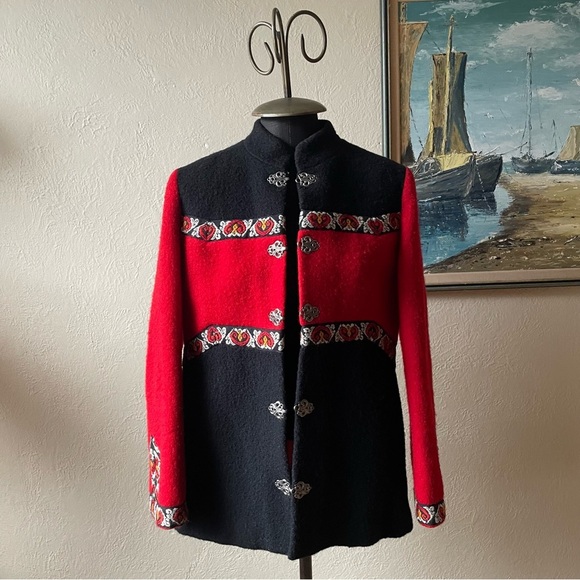 Vintage Fjord A.S. Evebofoss Norwegian embroidered wool coat size 42 (medium) - Picture 7 of 14